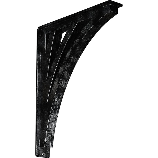 Ekena Millwork Nevio Wrought Iron Bracket, (Triple center brace), Antiqued Silver 2"W x 12"D x 15"H BKTM02X12X15TNEASV - main